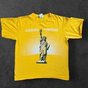The Smashing Pumpkins 2007 T Shirt Mens M Yellow Statue of Liberty Concert Tee